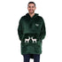 Snuggs Blanket Hoodie Dark Green Christmas Deer Pocket